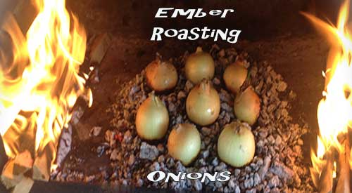 Our Roasted onions in fireplace ashes!