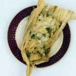 Our finished Snapper wrapped in corn husk opened to show this wonderful method of cooking fish