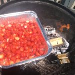 pan of strawberries on the grill with Charwood