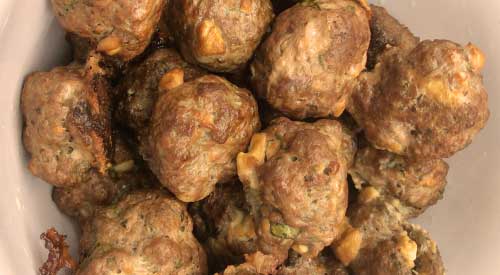 Our Finished Smoked Meatballs Greek Style done on a Kettle Grill!