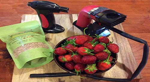 All the supplies you need to add a smokey flavor to this wonderful fruit- strawberries for Smoked Strawberries