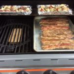 our two zone cooking set up with our chunks of wood