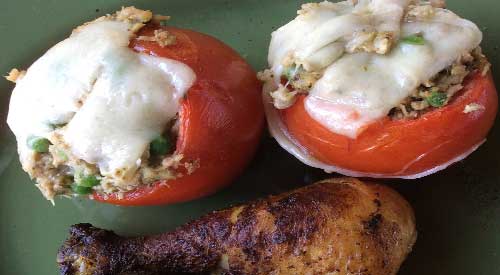 Our wood fired stuffed tomato filled with tuna salad and melted cheese over the top!