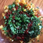 Adding fresh herbs added to our rice 