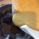 Pouring the ice cream mixture into the ice cream maker!