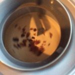 Our mixture in the ice cream maker 