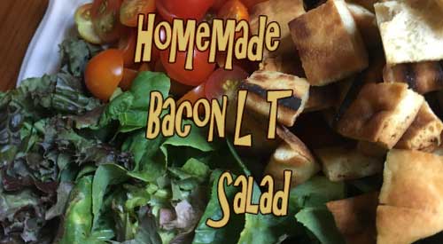 Our homemade smoked bacon, lettuce and fresh tomatoes for our smokey BLT Salad