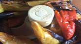 Our Smokey Hungarian Peppers in the blender for our spread